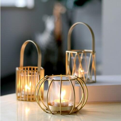 Hollow Candle Cup Gold Light Luxury Creative Decoration Pumpkin Lamp Iron Candlestick