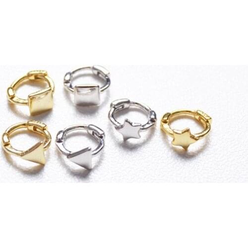 925 sterling silver earring personality mini star triangle square ear ring ear bone ear buckle cute trend wild girl boy ear jewe