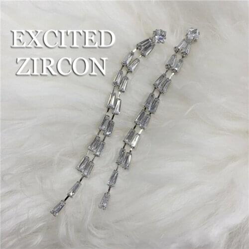 Bling zircon water drop tassel fashion Korean earrings classic hot luxury jewelry bride and bridesmaid wedding earrings