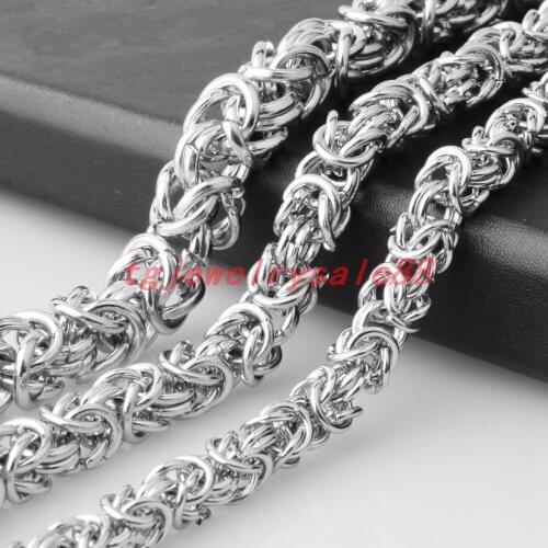 Unique 6/8/10mm Wide Silver Color Stainless Steel Byzantine Box Link Chain Bracelet Or Necklace Jewelry For Cool Mens 7-40"