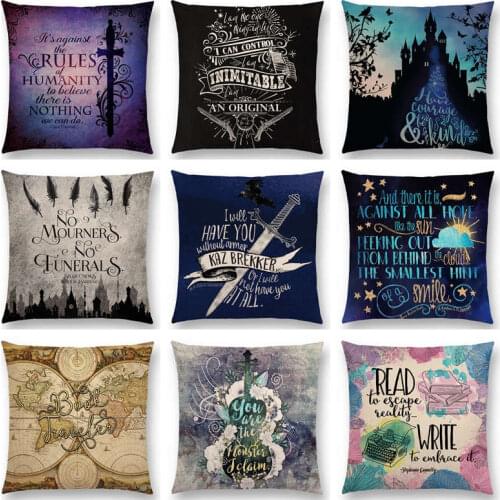 Magic Sword Fairy Tale Castle Gorgeous Pattern Stars Beautiful Words Decorative Letters Story Cushion Cover Sofa Pillow Case