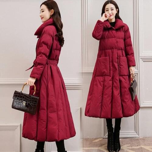 High Quality 2018 Winter Long Duck Down Coats Female Parkas Women Down Jacket Coat X-long Fashion Thicken Warm Outerwear YP1249