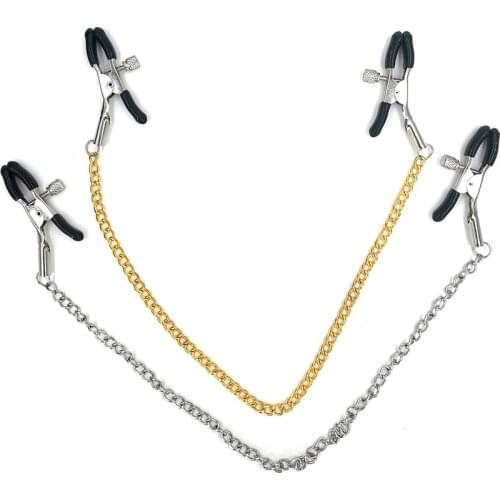 Nipple Clamps Sex Slave Metal chain Breast Clip SM Bondage Breast Sex Toy Adult Game Clitoris Clamp For Couples Exotic Apparel