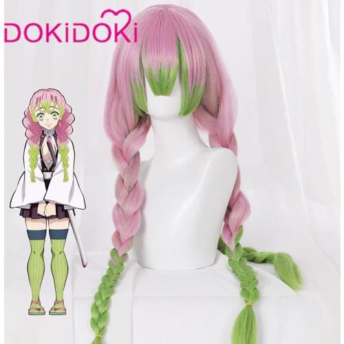 DokiDoki Anime Demon Slayer: Kimetsu no Yaiba Cosplay Wig Kanroji Mitsuri Hair Women Long Pink&Green Hair Kimetsu no Yaiba Wig