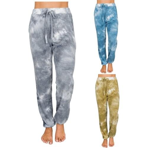 Womens Copped Trousers Tie-dye Mid Waist Cotton Pants Loose Straight Pocket Casual Trouser 2021 Summer Plus Size Flare Pants
