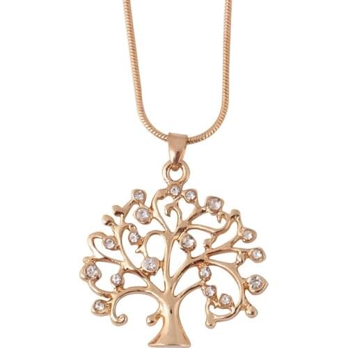 Tree Of Life Pendant Necklace Women Jewelry Fashion 2019 Crystal Rose Gold Statement Necklaces & Pendants Christmas Gifts Bijoux