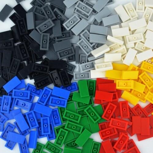1x2 DIY Building Blocks Figure Bricks Ceramic Tile Educational Creative Size MOC Bricks Smooth Flat Tiles Toys for Children
