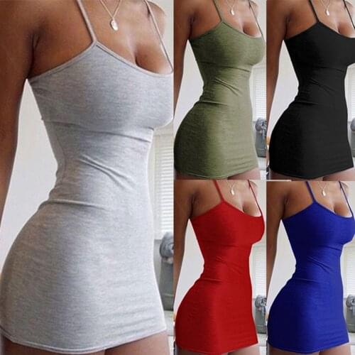 2021 new Solid Sexy Dress Women Spaghetti Strap Dresses Female High Waist Sheath Club Dress