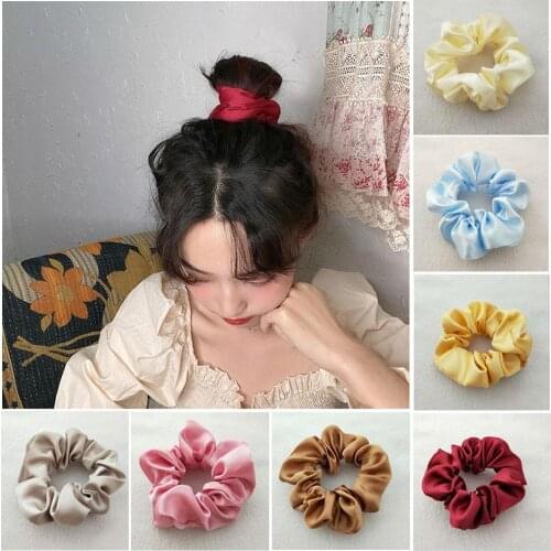 3pcs Female Explosion Model Pig Large Intestine Ring Hair Circle Simple Hair Accessories Solid Color Retro French Head Rope