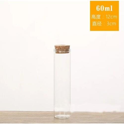 5pcs/lot 30*120mm 60ml CLear Test Tube with Cork Stopper Spice Liquid Food Bottles Container Jars Vials DIY Craft Wedding Decor