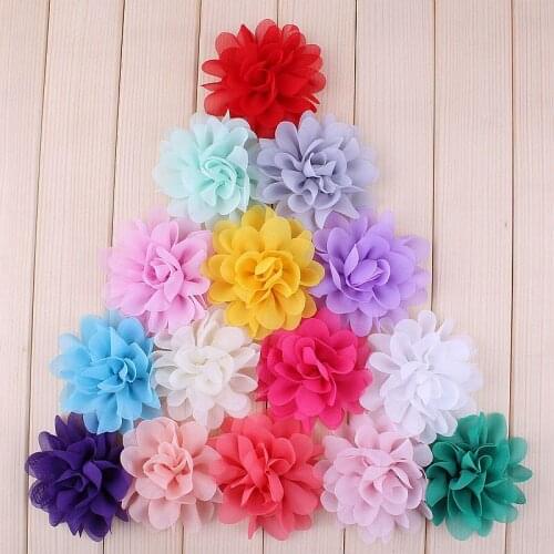 50pcs/lot 2.8" 16colors Artificial Chiffon Silk Flowers For Girls Hair Accessories Soft Petal Peony Fabric Flowers For Headbands