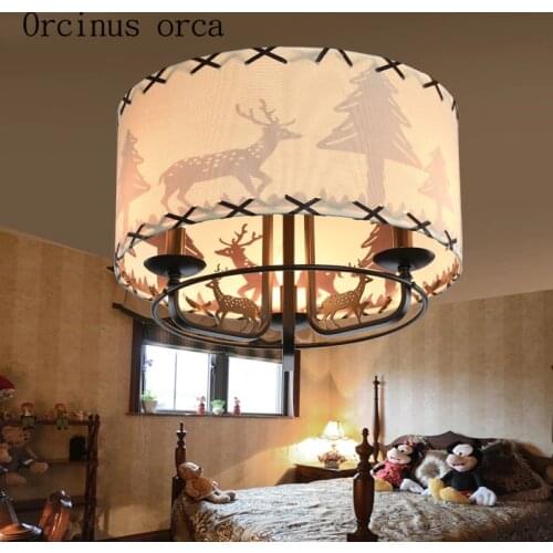 Lucky deer American ceiling lamp creative cartoon art LED eye protecting boy children room bedroom lamp Postage free