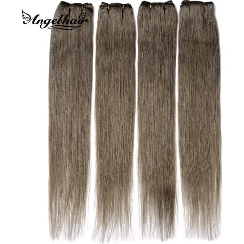Angelhair Natural 100% Human Hair Extensions Pieces Set Full Head #20 22 Inches 55cm 80g No Clip Straight STW