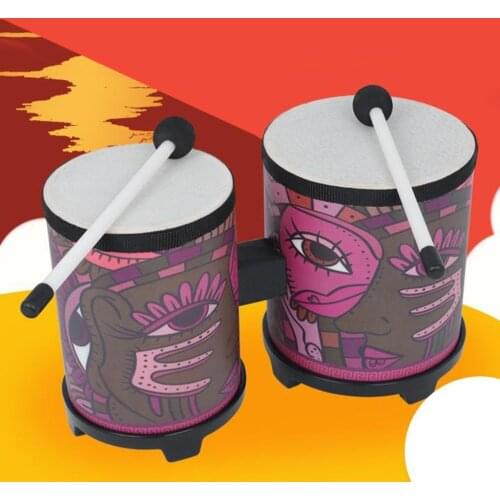 Bongo Drum Set for Adults Kids Beginners - 1 Set 4” and 5” Percussion - Natural Skin Maple Body Shell