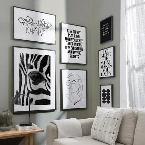 Zebra Black White Geometric Nordic Posters And Prints Inspiring Quote Wall Art Canvas Painting Decorative Pictures For Bedroom