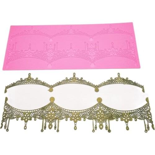 Silicone Crown Lace Cake Mold Fondant Cake Imprint Mold Flower Rattan Embossing Edge Mat For Wedding Cake DIY Decoration K674