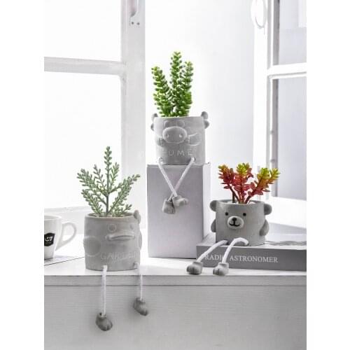 Ins creative legged doll ornaments succulent potted indoor living room false green plant bonsai simulation plant ornaments