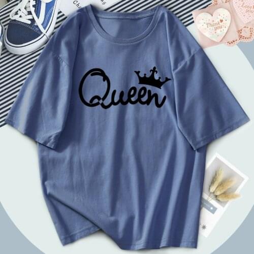 Summer Queen Letter Print Tshirt Short-Sleeve Tops Women Shirts Streetwear Harajuku Hip-Hop Oversize Girls Tees O-Neck Camisetas