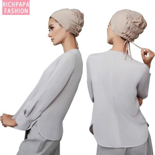 Hot Selling Fashion Design Solid color Muslim Underscarf Women Bonnet Hijab Cap abaya