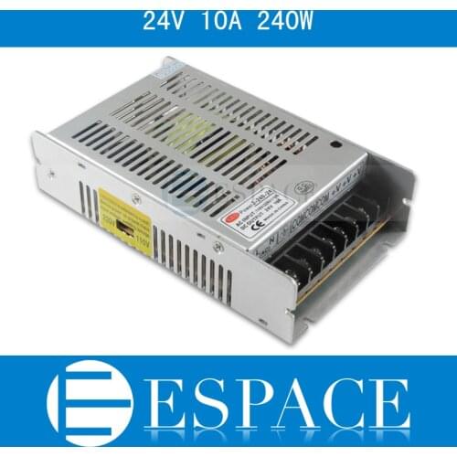 Best quality 24V 10A 240W Switching Power Supply Driver for LED Strip AC 100-240V Input to DC 24V free shipping