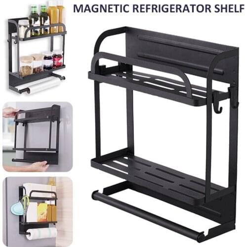 Magnetic Adsorption Refrigerator Side Rack Wall-mounted Storage Shelf Holder Kitchen Paper Towel Shelf Rack Fridge Organizer