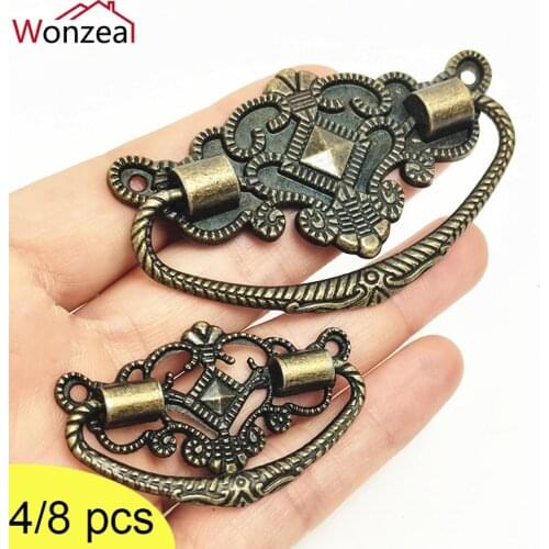 Retro Antique Furniture Hardware Striped Carved Handle Drawer Door Knobs Jewelry Box Bronze Cabinet Pulls Cupboard