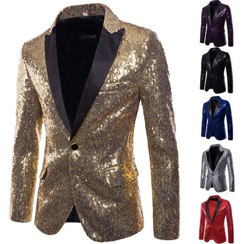 Fashion Mens Casual Solid Colors Sequins Business Wedding Blazers Long Sleeve Single Button Slim Fit Party Suit Coat Outwear#g3