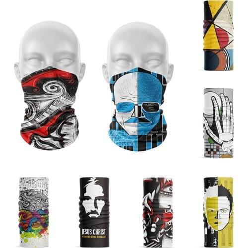 New Fashion Men Face Scarf Abstract Art Colorful Headband Bicycle Motorcycle Hair Hijab Scarf Neck Gaiter Elastic Bandana Buffe