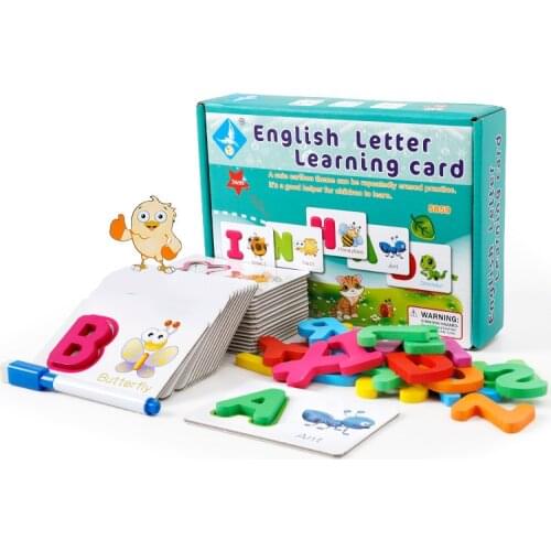 New Childrens Wooden Puzzle Educational Toys Childrens 3D Puzzle Wooden Educational Toys English Letters Words Cognitive Toys