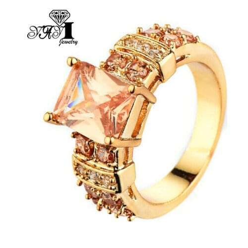 Wholesale YaYI Jewelry Fashion Princess Cut 5 CT Brown Cubic Zirconia Gold Color Engagement Wedding Party Heart Rings