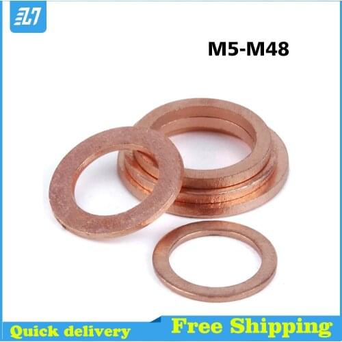 Copper Flat Washer Metric Gasket O Ring M5 M6 M8 M10 M12 M14 M16 M18 M20 M22 M24 M27 M30 M33 M36 M42 M48