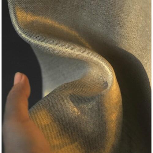 Silver 100% Linen Metallic Fabric Thick Outerwear Fabric