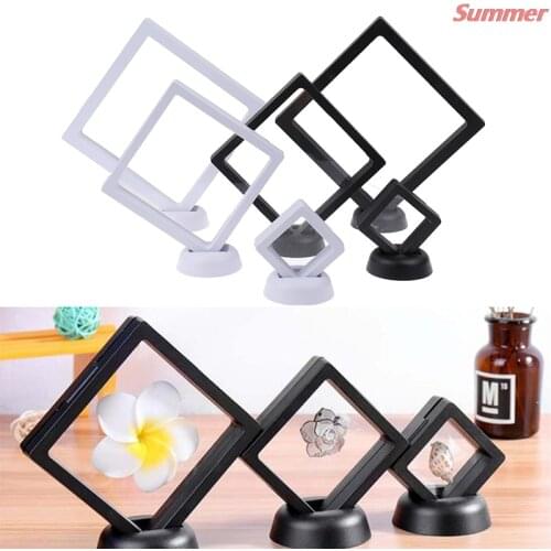 Square 3D Floating Coin Display Stand Holder Box Case Stand Home Decoration New Plastic Great