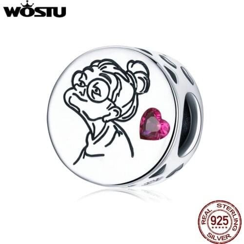 WOSTU 925 Sterling Silver Letter Floral Pendant Grandma Family Charm Fit Original Bracelet DIY Necklace Pendant Jewelry CQC1762