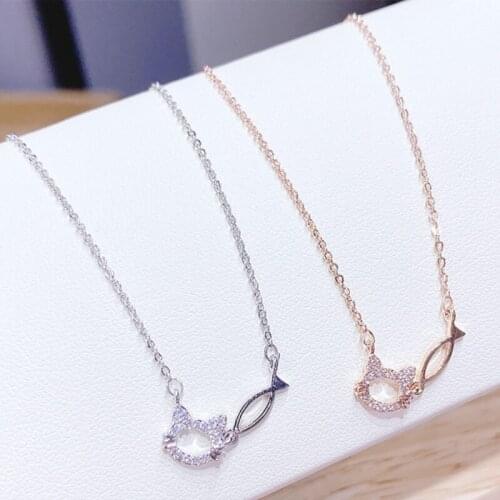 Showfay Fresh Simple All-Match Cat Fish Necklace Japanese and Korean New Popular Chain Necklace