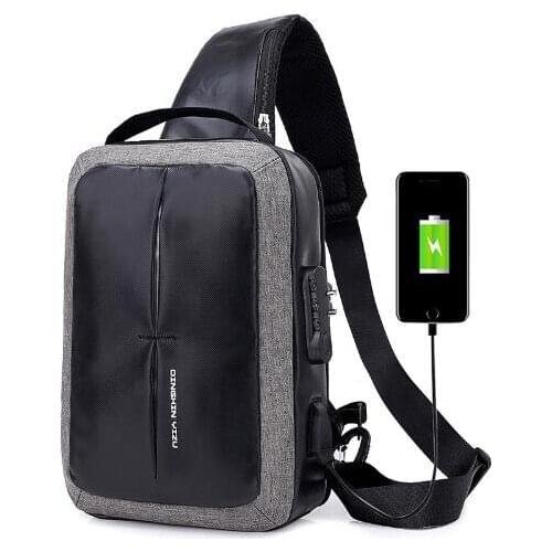 SOFIE Multifunction Crossbody Bags Men USB Charging Chest Pack Short Trip Messengers Chest Bag Water Repellent Shoulder Bag Male