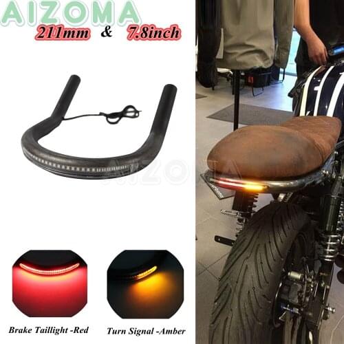 211mm Universal Cafe Racer Rear Seat Frame Hoop Loop For Kawasaki KZ Yamaha SR XJ XS Honda CM CB GL w/LED Brake Signal Taillight