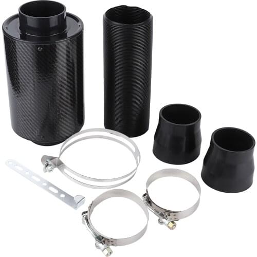 Universal Carbon Fibre Car Air Filter Intake Induction Pipe Hose Kit Cold High Flow Ducting Intake Admission Bent Stretch Tube
