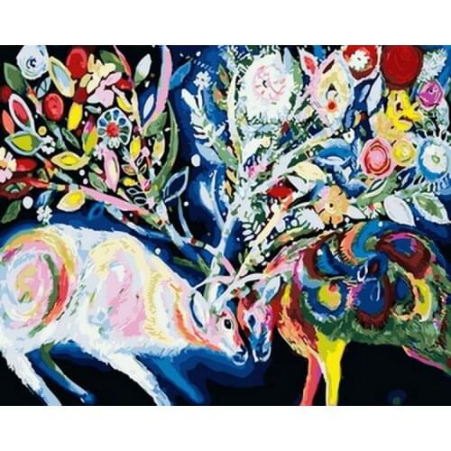 Frameless painting by numbers animals wall decor diy picture oil painting on canvas for home decor 4050cm colorful deer