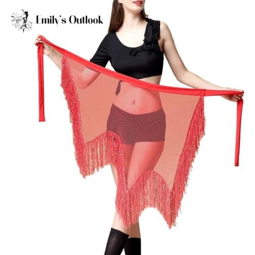 Belly Dance Hip Scarf - Hip Skirt Belly Dancing Belt Waist Chain Tassel Shawl Warps For Women/Girls Red White