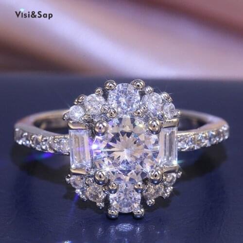 Visisap Graceful Luxury Claw Inlaid Zircon Ladies Ring Big Stone Shiny Couple Proposal Ring High Quality Wedding Jewelry B2530