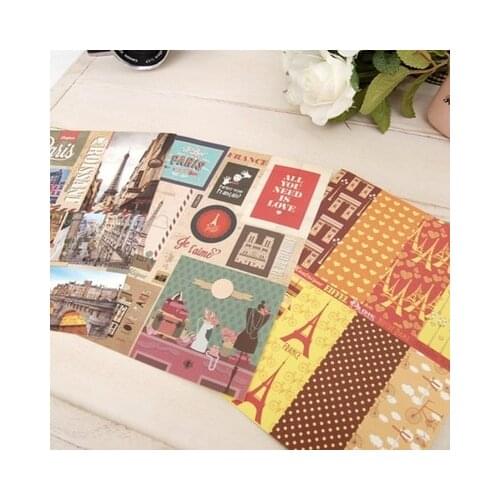 1lot = 6sheets DIY Scrapbooking Products Vintage Europe Buildings Photo Diary Stickers Albums Decoration Sticker Papers