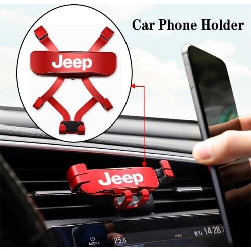 1Pcs Zinc Alloy Gravity Car Mount Mobile Phone Holder For Jeep Cherokee Compass Patriot Renegade Rubicon Wrangler Grand Liberty