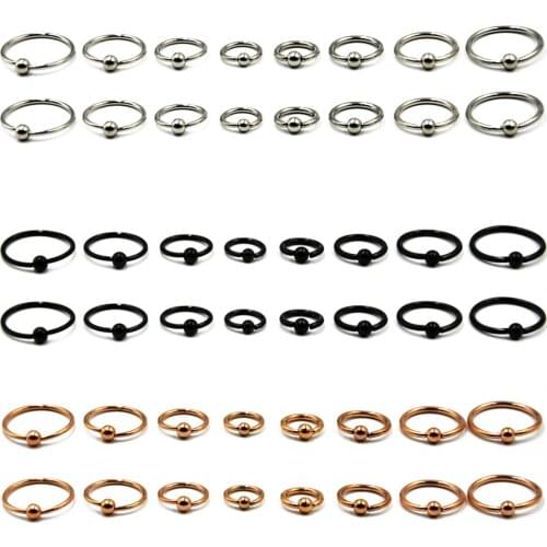 10Pcs Stainless Steel Captive Bead Ring Lip Labret Piercing Nipple Ring Nose Stud Ear Piercing Helix Tragus Cartilage Jewelry