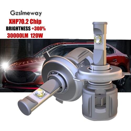 2PCS Car Headlight H4 H7 LED Bulb H11 H8 H1 9005 9006 D1S D2S Auto Headlamp Canbus XHP70 Chip 120W 30000LM Fog Lights 6000K 12V