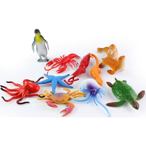 24Pcs Ocean Sea Life Simulation Animal Model Penguin Whale Sea Turtle Shark Miniature Action Figure Childrens Educational Toys