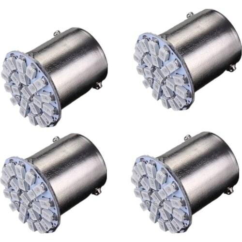 4 X 1156 BA15S 22 LED 1206-SMD Auto Light Bulb for Tail / Rear / Flashing P21W Car Lamp DC 12V Yellow Light