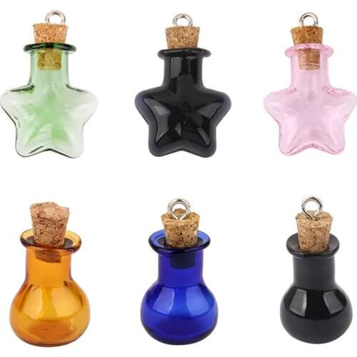 5pcs Cork Stopper Small Empty Glass Bottle Colorful Transparent Wishing Glass Bottles Wedding Containers DIY Pendant Mini Jars
