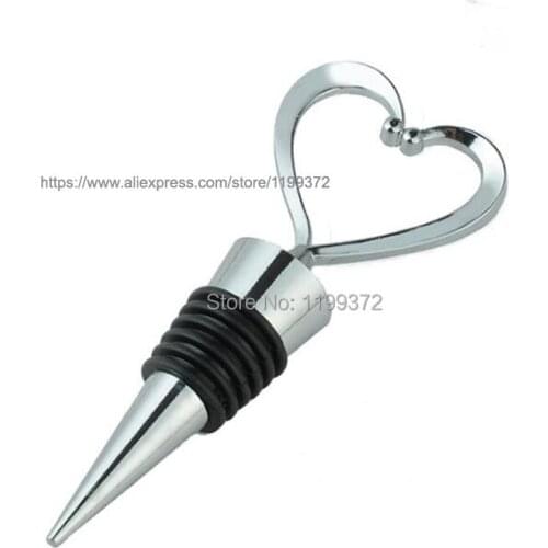 500pcs Metal Love Heart Shape Shaped Wine Stopper Red Wine Bottle Stopper Stoppers Wedding Party Favor Gift Silver Gold