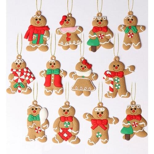 6Pcs Gingerbread Man Christmas Tree Hanging Pendant Xmas Tree Decor Ornament 2021 2022 Newest Fast Shipping Cute Funny Kid Gift